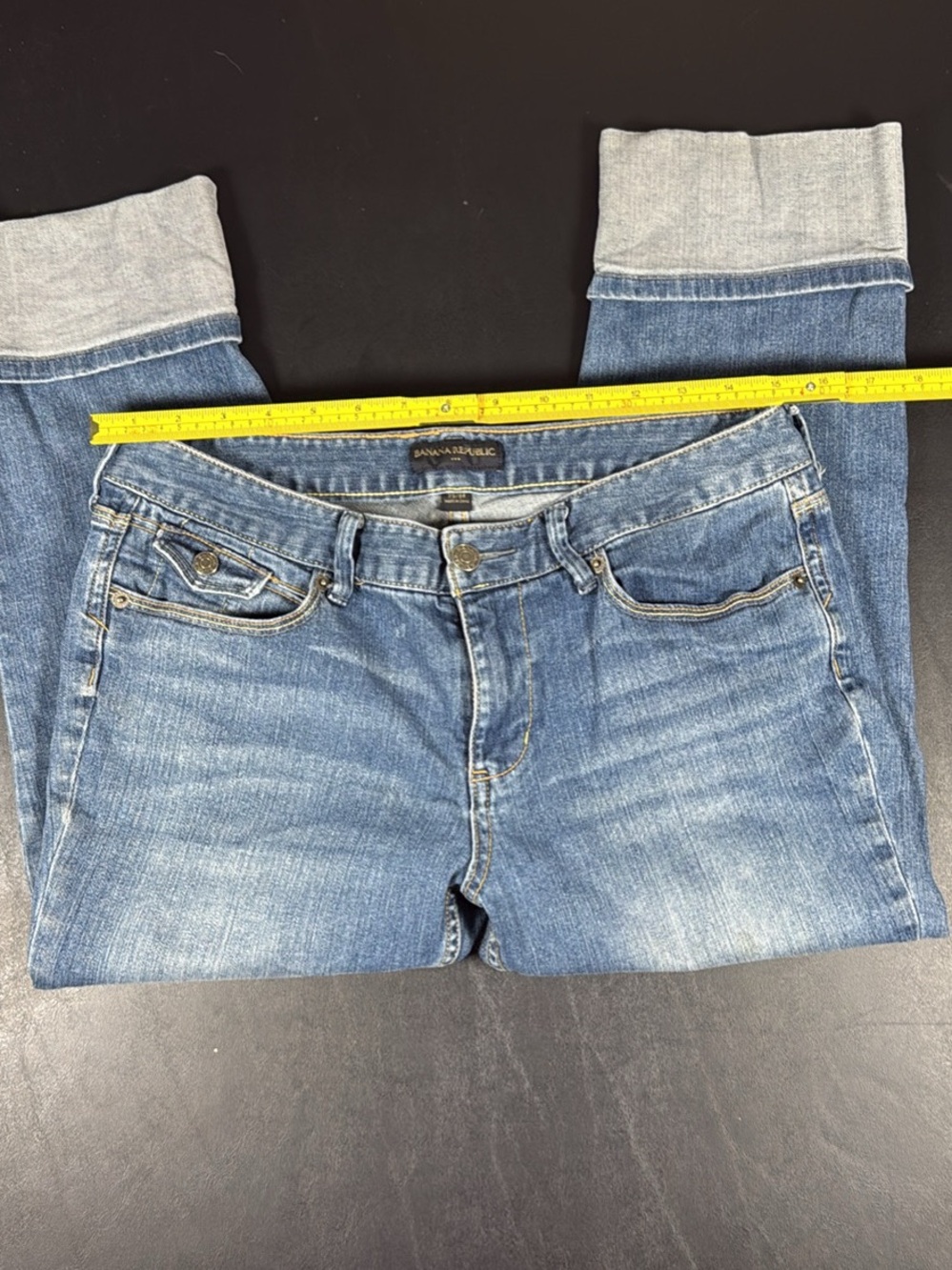 Banana Republic Women's Blue Skinny Jeans with Cuffed Hem